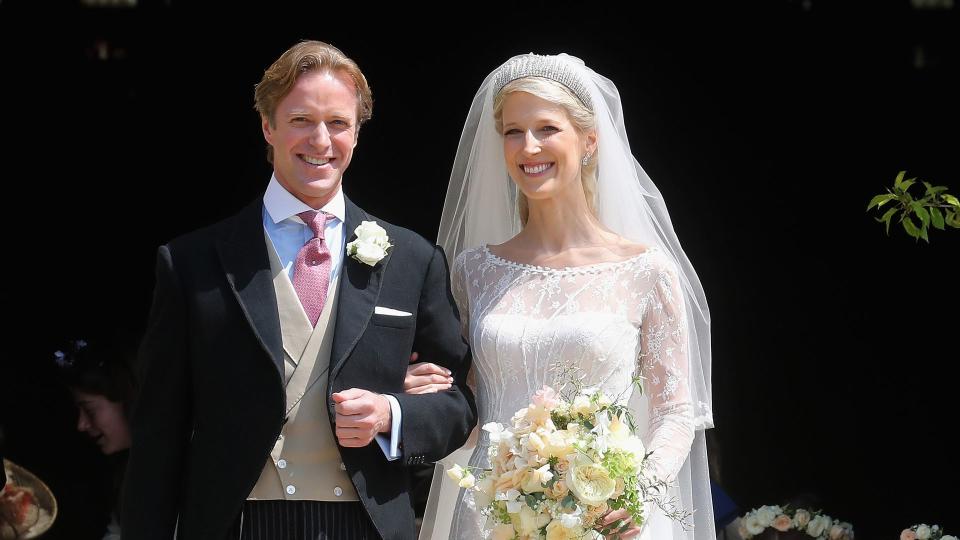 Lady Gabriella wore a wedding dress by Luisa Beccaria