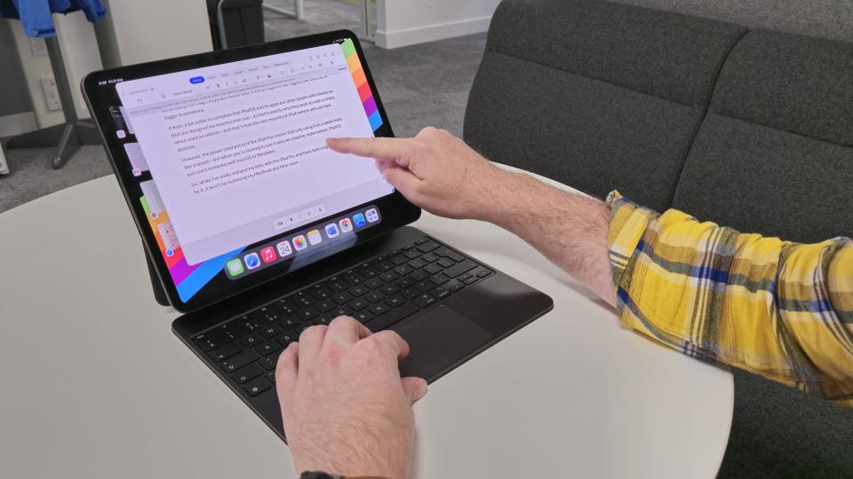 iPad Pro being used as a laptop in an office