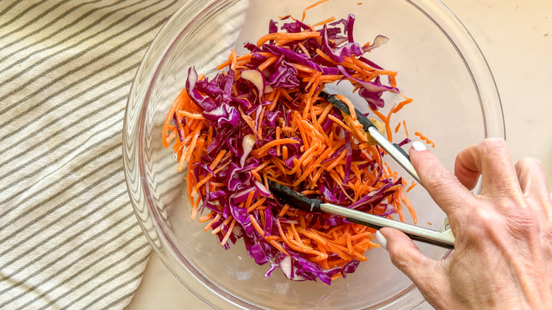 hand mixing slaw