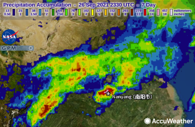 China 7-Day Precipitation Sept. 20-27, 2021