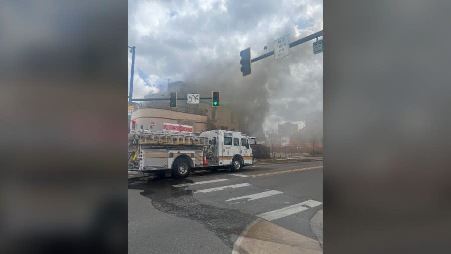 The Denver Fire Department is fighting a fire at an abandoned building near Colfax Avenue and Franklin Street.