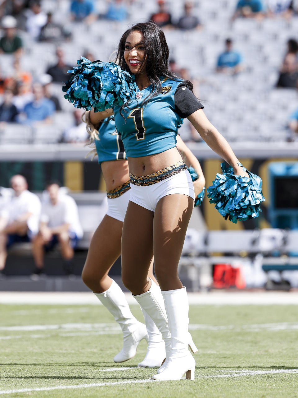 <p>The ROAR Cheerleaders of the Jacksonville Jaguars performs before the start of the game against the Cincinnati Bengals at EverBank Field on November 5, 2017 in Jacksonville, Florida. The Jaguars defeated the Bengals 23 to 7. (Photo by Don Juan Moore/Getty Images) </p>