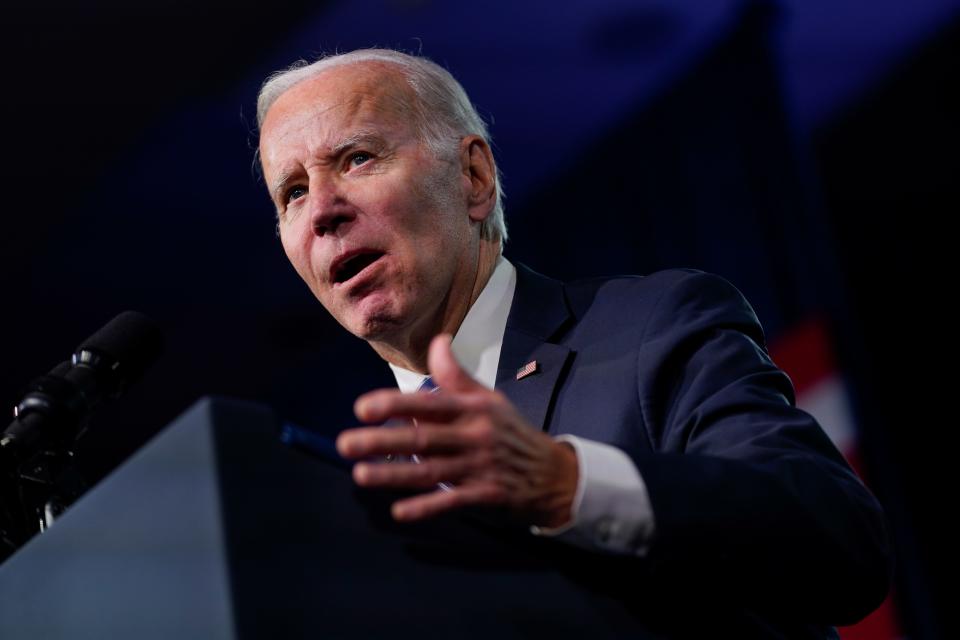 President Joe Biden speaks at the Democratic National Committee Winter Meeting, Friday, Feb. 3, 2023, in Philadelphia. (AP Photo/Patrick Semansky) ORG XMIT: OTK