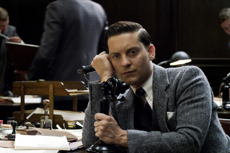 This film publicity image released by Warner Bros. Pictures shows Tobey Maguire as Nick Carraway in a scene from "The Great Gatsby." (AP Photo/Warner Bros. Pictures)