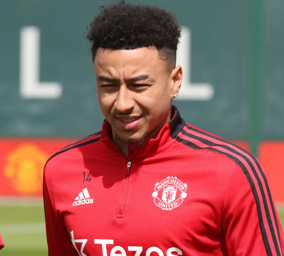 MANCHESTER, ENGLAND - MAY 12: (EXCLUSIVE COVERAGE)  Jesse Lingard of Manchester United in action during a first team training session at Carrington Training Ground on May 12, 2022 in Manchester, England. (Photo by Tom Purslow/Manchester United via Getty Images)