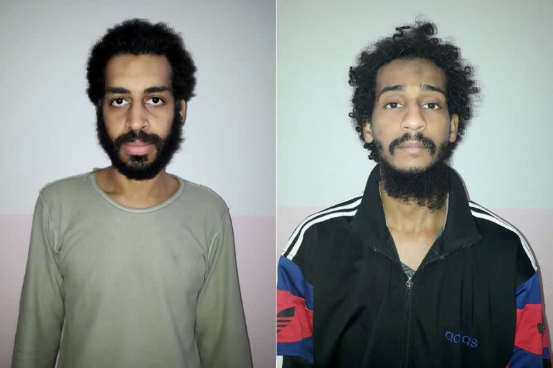 FILE PHOTO: A combination picture shows Alexanda Kotey and Shafee Elsheikh in these undated handout pictures in Amouda