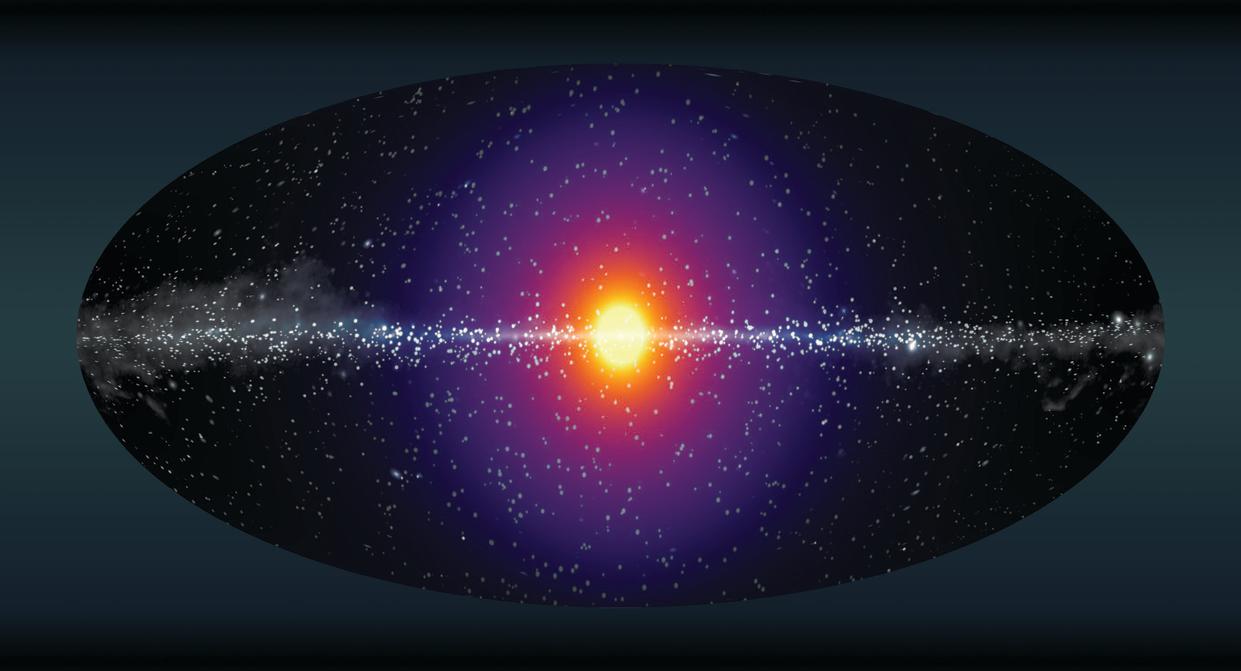  Scientists think that dark matter produces a bright and spherical halo of X-ray emission around the center of the Milky Way. 