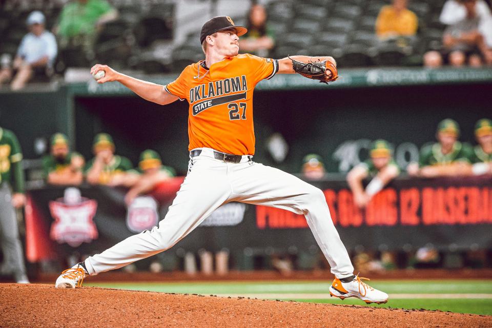 OSU pitcher struck out 10 over his seven innings, throwing only 92 pitches in an 11-1 win against Baylor on Thursday at Globe Life Field in Arlington, Texas.