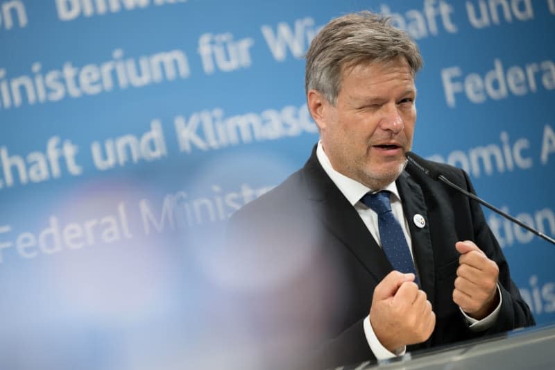 Robert Habeck, Germany's Minister of Economic Affairs and Climate Protection, makes a statement at an economic conference with the Western Balkan countries as part of the "Berlin Process"The conference aims to bring the countries of the Western Balkans closer to the European Union. Sebastian Gollnow/dpa