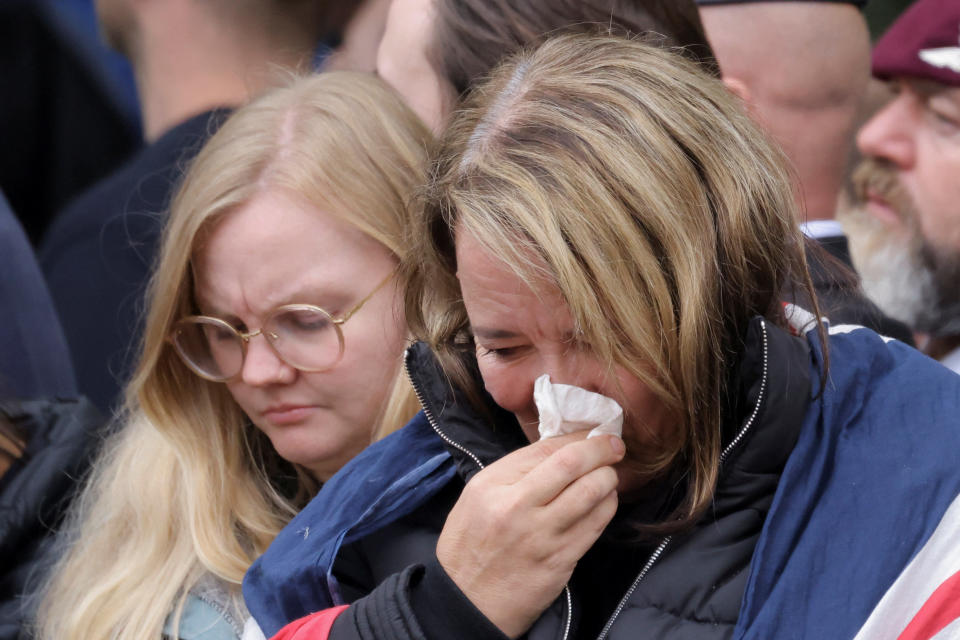 Members of the public are emotional during the State Funeral of Queen Elizabeth II, held at Westminster Abbey, London. Picture date: Monday September 19, 2022.