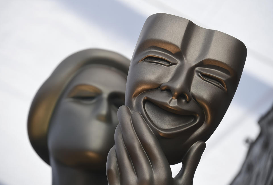 FILE - This Jan. 27, 2019 file photo shows The Actor statue on the red carpet at the 25th annual Screen Actors Guild Awards in Los Angeles. The 26th annual Screen Actors Guild Awards will be held on Jan. 19, 2020. (Photo by Jordan Strauss/Invision/AP, File)