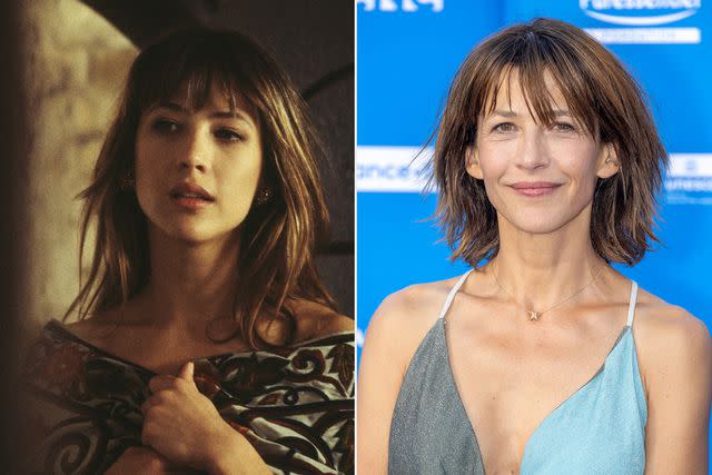 <p>getty (2)</p> Sophie Marceau in 1999's 'The World Is Not Enough' and now