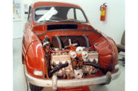 <p>In 1959, Saab engineers on a mission to create the ultimate rally car developed a two-stroke straight-six engine by fusing together two three-cylinder engines. The transversal six had a displacement of about 1.5 litres, and it channeled 138hp to the front wheels through a three-speed manual transmission.</p><p>The prototype (named <strong>Monstret</strong>, Swedish for “monster”) had a bright future until its masterminds realised such an oddball creation would be banned from most racing series.</p>