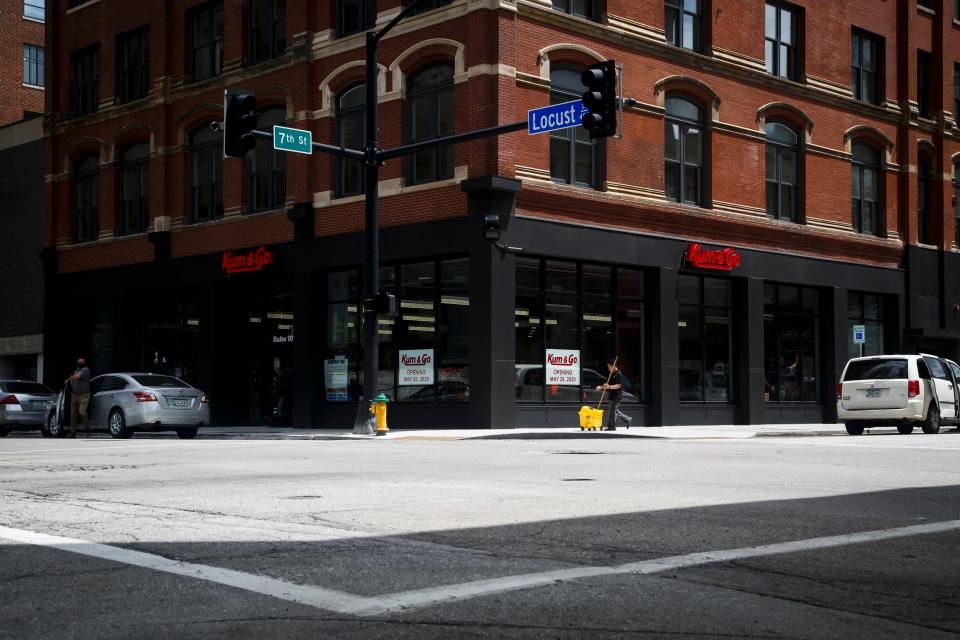 The Kum & Go at Seventh and Locust streets in Downtown Des Moines.