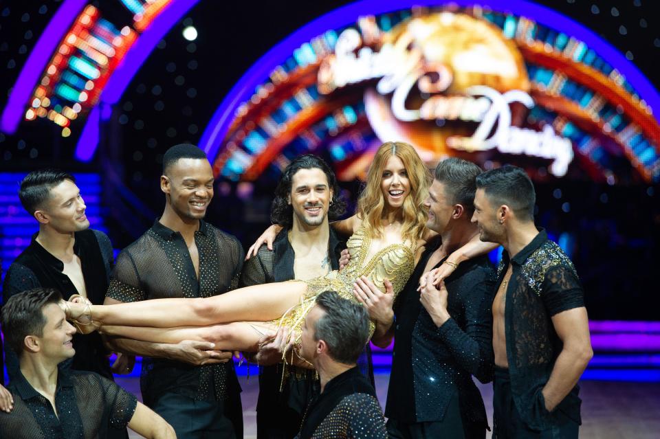 Stacey Dooley, Dr Ranj Singh, Joe Sugg, Graeme Swann, Aljaz Skorjanec, Pasha Kovalev, AJ Pritchard, Giovanni Pernice, Graziano Di Prima and Johannes Radebe attend the photocall for the 'Strictly Come Dancing' live tour at Arena Birmingham on 17 January 2019 in Birmingham, England. Picture date: Thursday 17 January, 2019. Photo credit: Katja Ogrin/ EMPICS Entertainment.