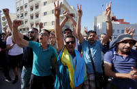 Protesters take part in a demonstration against alleged corruption in the town of Al-Hoceima, Morocco July 20, 2017. REUTERS/Youssef Boudlal