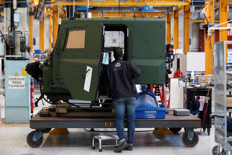 Production line at the Arquus military vehicle production plant in Limoges