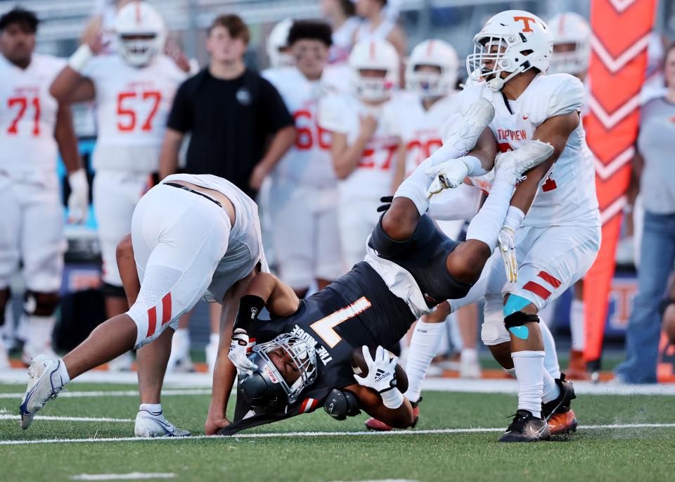 Skyridge and Timpview play at Skyridge in Lehi on Friday, Aug. 11, 2023. Skyridge won 26-14. | Scott G Winterton, Deseret News