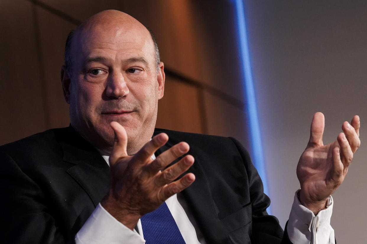 Gary Cohn gestures at a Reuters Newsmaker event.
