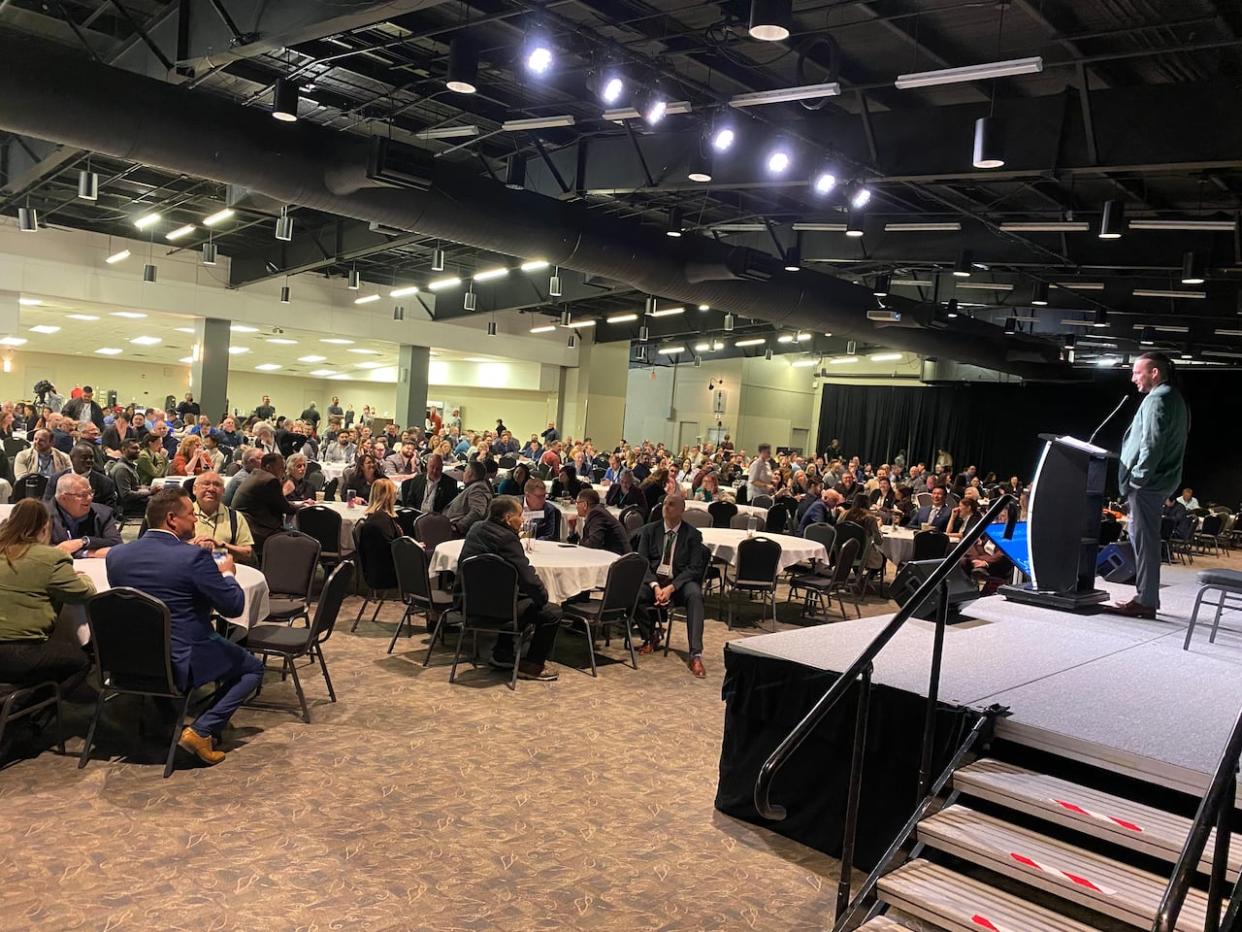 The Indigenous Business Gathering drew more than 700 participants to Saskatoon's Prairieland Park on Tuesday. (Jason Warick/CBC - image credit)