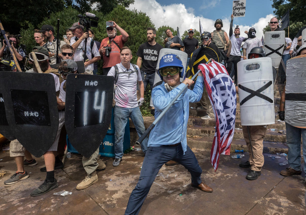 Clashes at the Unite the Right rally in Charlottesville, Va., Aug. 12, 2017. (Photo: Evelyn Hockstein/For The Washington Post via Getty Images)