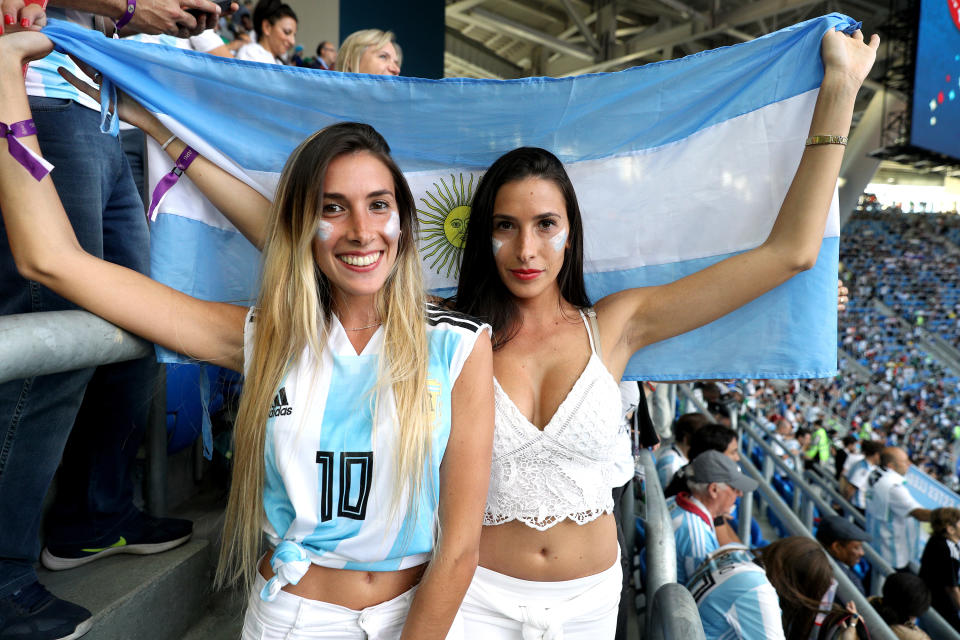 <p>Argentina fans in the stands before the FIFA World Cup Group D match at Saint Petersburg Stadium. (Photo by Owen Humphreys/PA Images via Getty Images) </p>