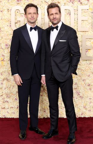 <p>Kevin Mazur/Getty</p> Patrick J. Adams and Gabriel Delmotte