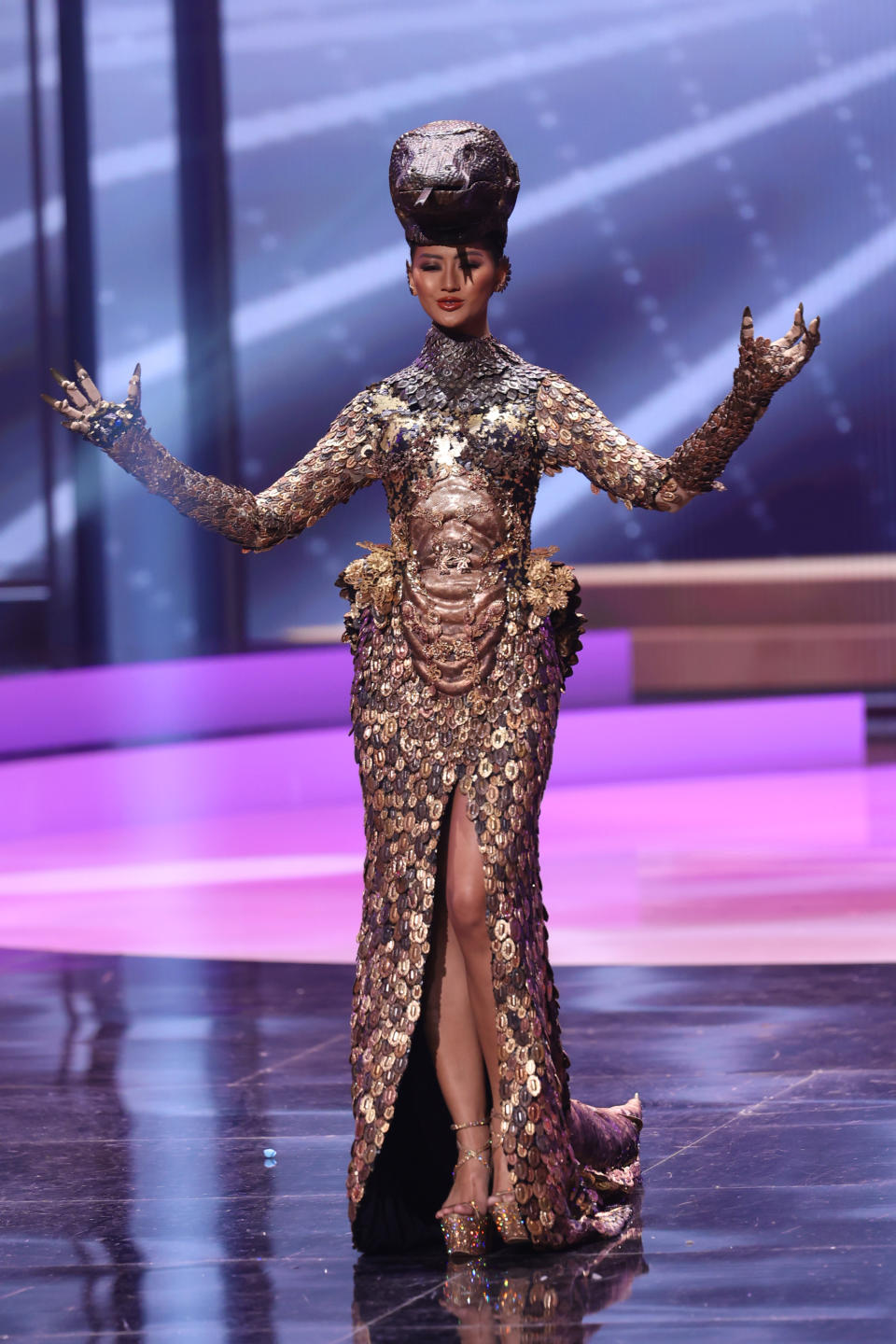 <p>Miss Indonesia Ayu Maulida Putri appears onstage at the Miss Universe 2021 - National Costume Show at Seminole Hard Rock Hotel & Casino on May 13, 2021 in Hollywood, Florida. (Photo by Rodrigo Varela/Getty Images)</p> 