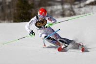 Mar 18, 2017; Aspen, CO, USA; Petra Vlhova of Slovakia during the women's slalom alpine skiing race in the 2017 Audi FIS World Cup Finals at Aspen Mountain. Mandatory Credit: Jeff Swinger-USA TODAY Sports