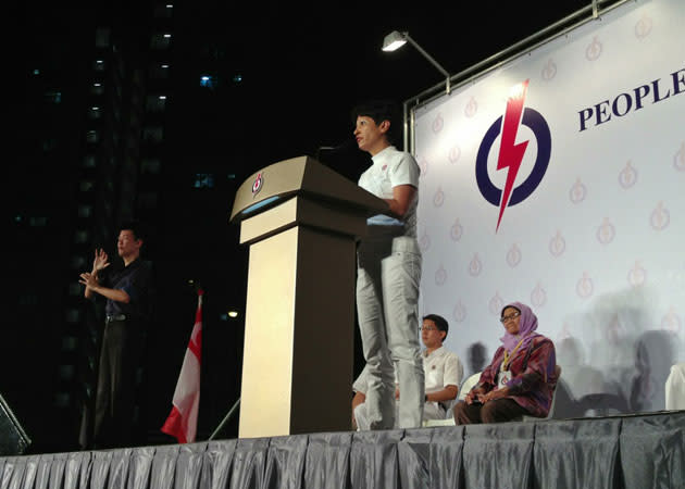 Senior Minister of State Indranee Rajah at the People's Action Party rally on 18 January 2013. (Yahoo! photo)