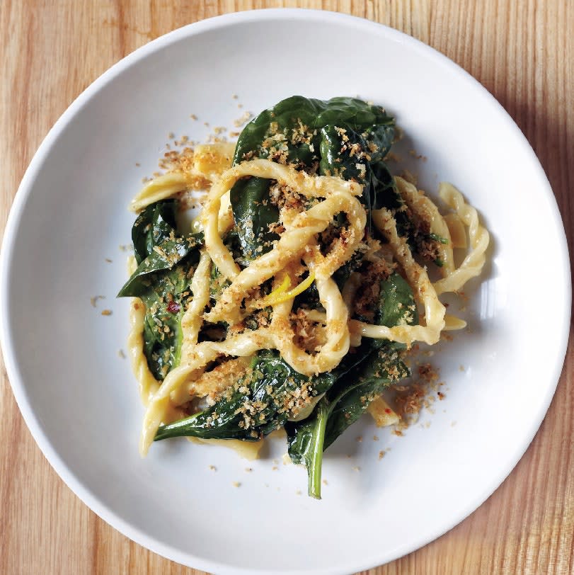 Strozzapreti with Spinach and Preserved Lemon