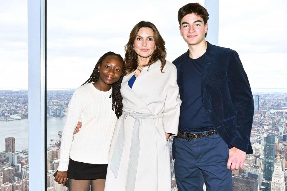 <p>Roy Rochlin/Getty Images for Empire State Realty Trust</p> Mariska Hargitay and her kids Amaya and Andrew