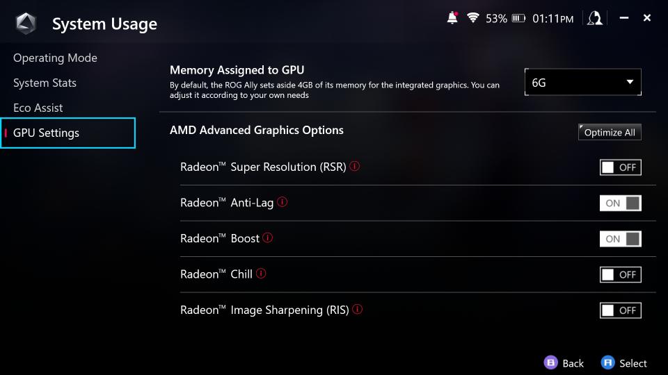 Screenshot on the ASUS ROG Ally.