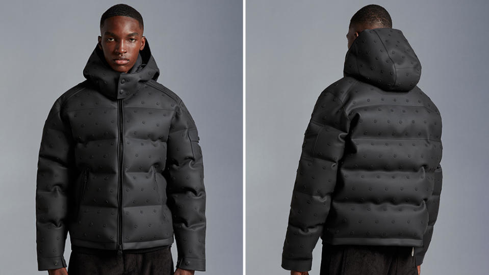 Front and back of the Moncler's Maya 70 jacket reimagined by Pharrell Williams