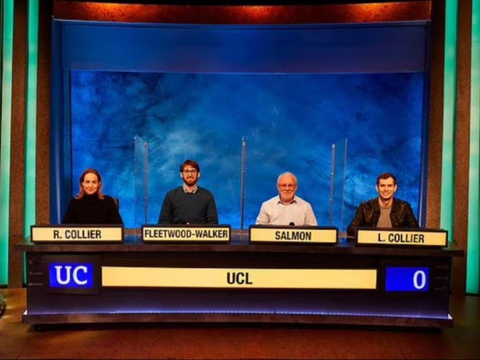 Rachel and Louis on the UCL ‘University Challenge’ team (ITV)