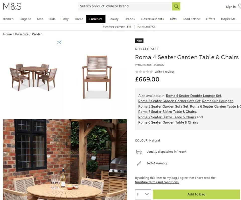 M&S appeared to be using a bottle of Aldi wine on their patio table (X / Aldi UK)