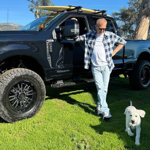 <p>Kevin Costner/Instagram</p> Kevin Costner with his new puppy