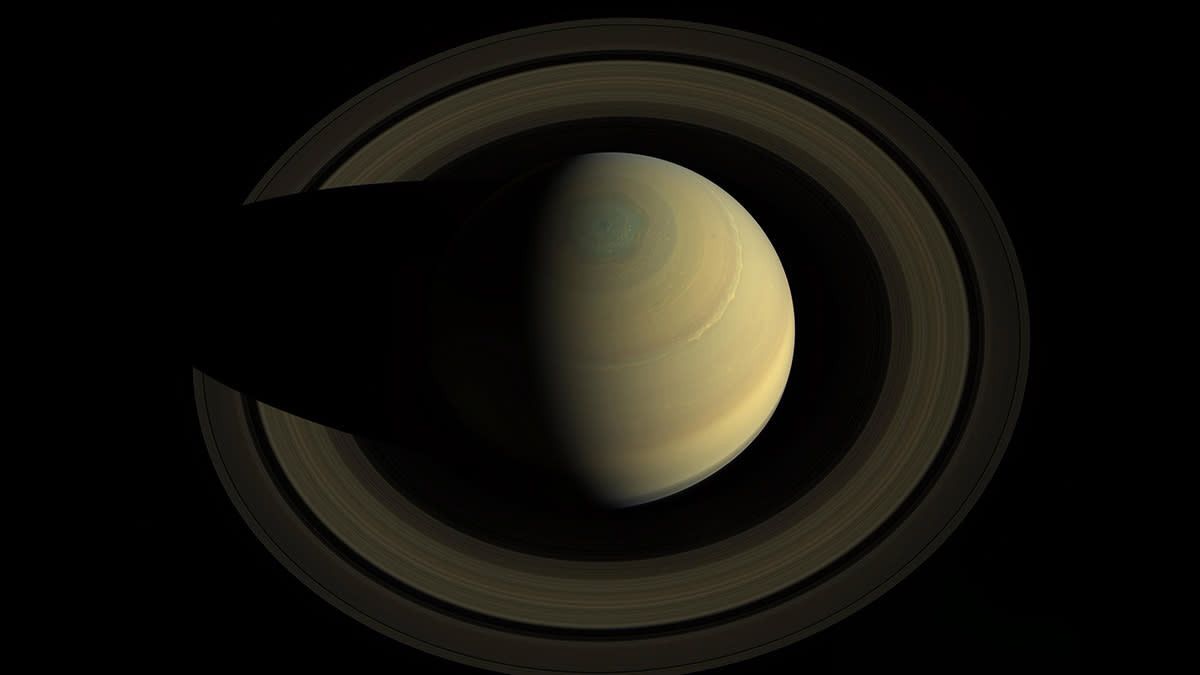  41 Cassini observations were combined to create this image of Saturn's rings. 