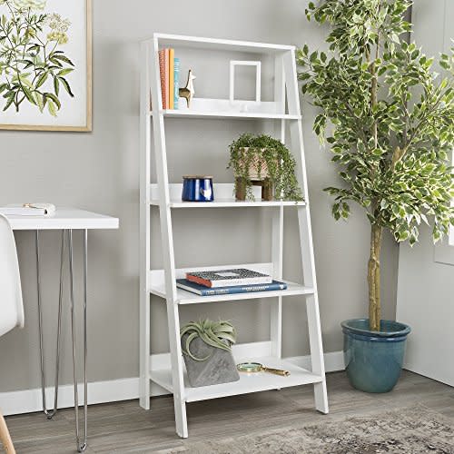 Walker Edison 4 Shelf Simple Modern Wood Ladder BookcaseTall Bookshelf Storage Home Office White55 Inch (Amazon / Amazon)