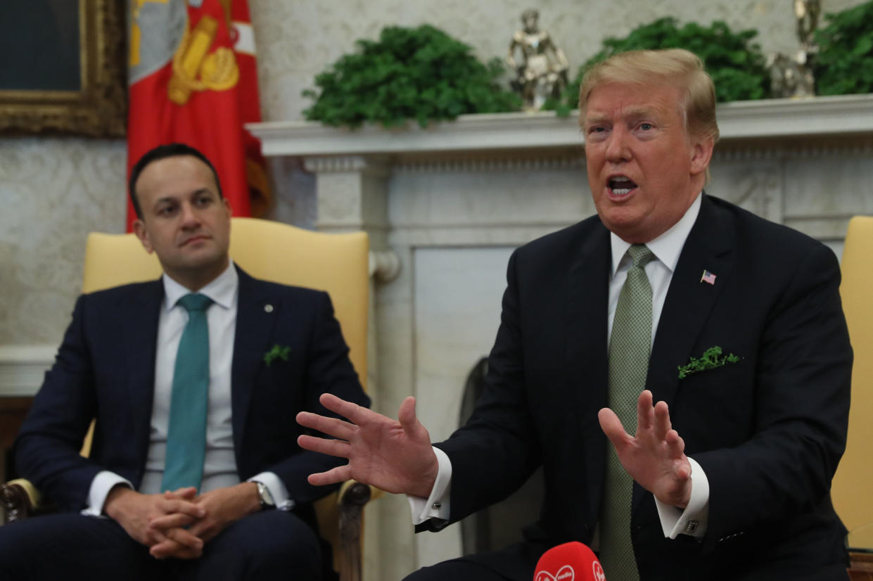 <em>Donald Trump commented on Brexit during a meeting with Irish premier Leo Varadkar (Picture: PA)</em>