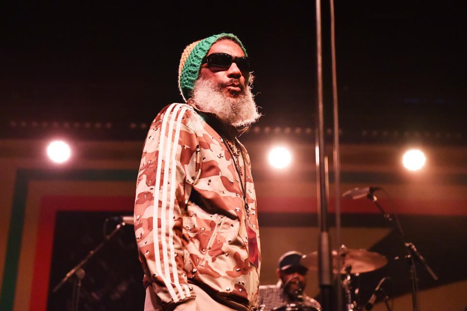 SAN PEDRO, CA - OCTOBER 29: Singer Paul D. Hudson, known as H.R. performs with Bad Brains on stage at the Growlers 6 festival at the LA Waterfront on October 29, 2017 in San Pedro, California.  (Photo by Matt Cowan/Getty Images)