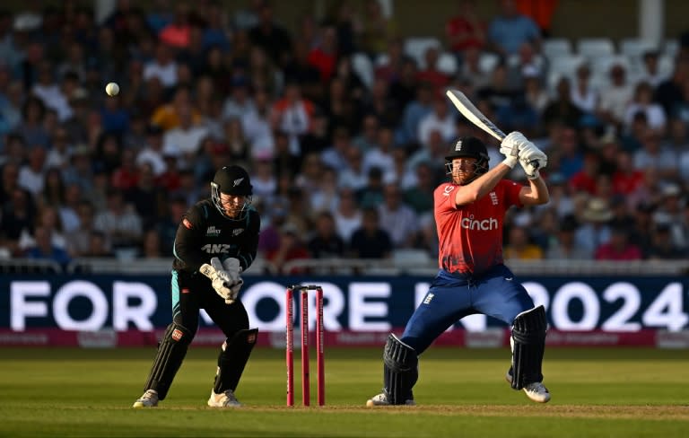 Dashing innings - England's Jonny Bairstow on his way to 73 in the fourth T20 against New Zealand at Trent Bridge (Paul ELLIS)