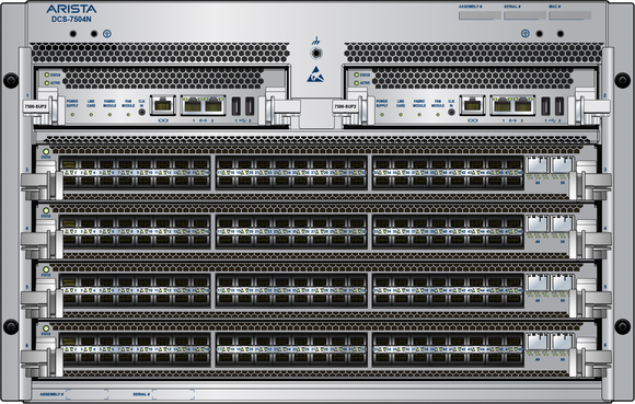 The front panel of an Arista switch.