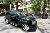 A vehicle drives outside the Justice Palace in Beirut