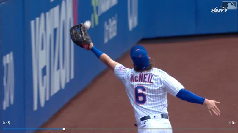 大都會左外野手麥克尼爾（Jeff McNeil）沒收安打。（圖／翻攝自MLB官網）