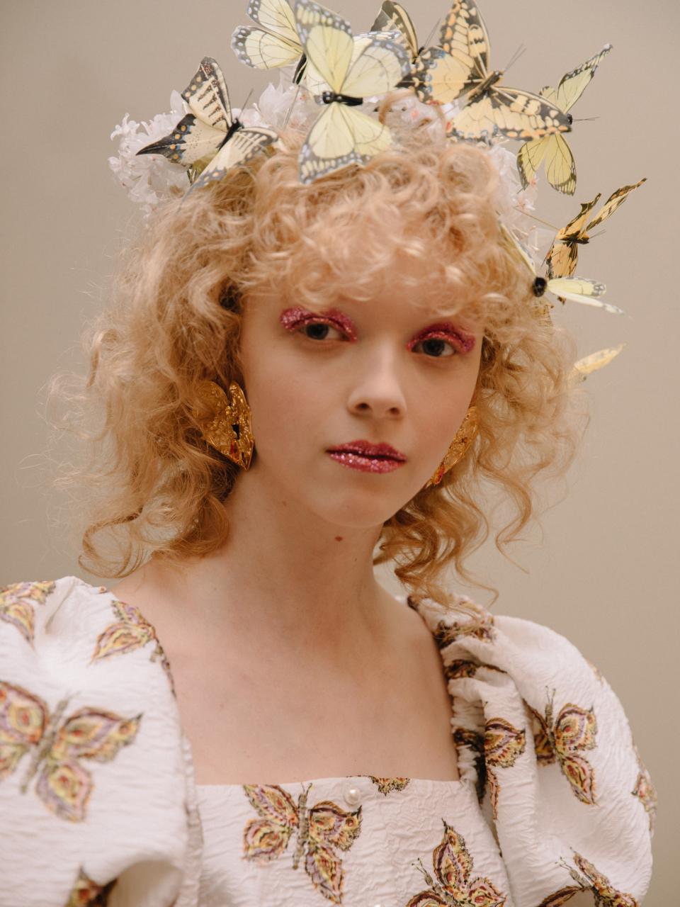 Inspired by Hollywood, Rodarte's homecoming was a love letter to glitter and floral headpieces. 