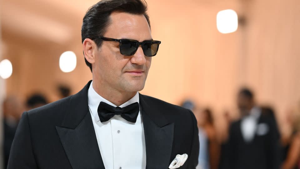 Roger Federer arriving for the 2023 Met Gala. - Angela Weiss/AFP/Getty Images