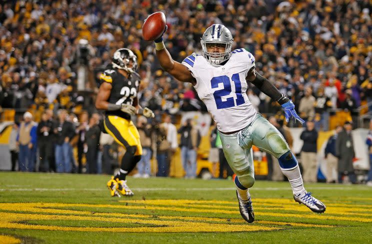 On the ground Ezekiel Elliott dominated with 114 rushing yards and two scores. In the air, he caught two passes for 95 yards and another TD. (Getty Images) 