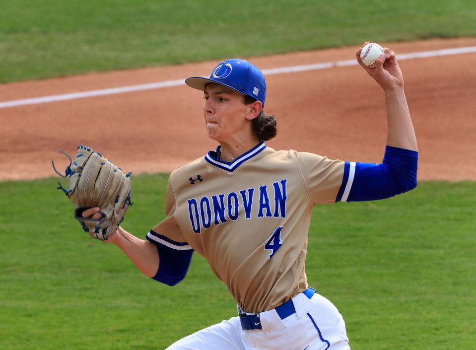 Donovan Catholic's Jake Marciano, shown pitching in last season's Ocean County Tournament championship game, has signed with Virginia Tech.