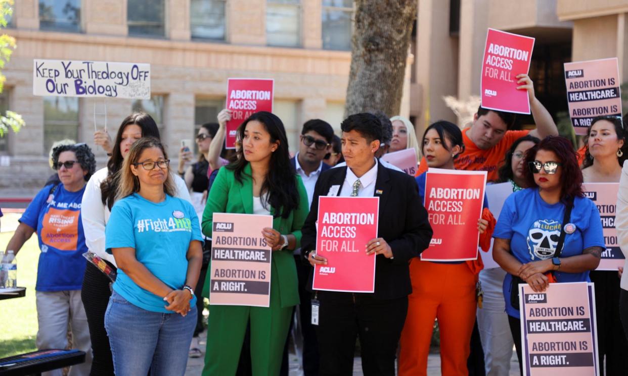 <span>Abortion rights activists in Phoenix last week.</span><span>Photograph: Liliana Salgado/Reuters</span>